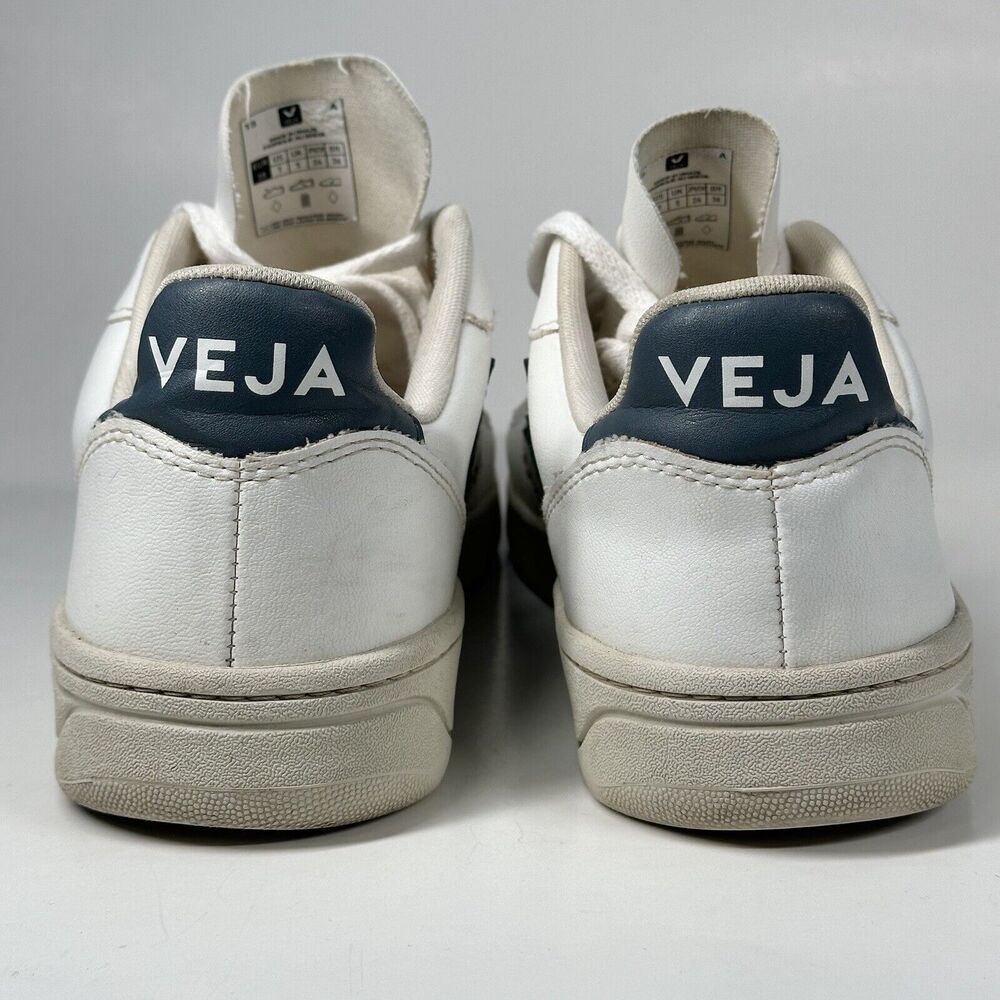 Veja Shoes Women Size 7 V-10 CWL California White Blue Logo Leather Sneakers - Picture 10 of 16